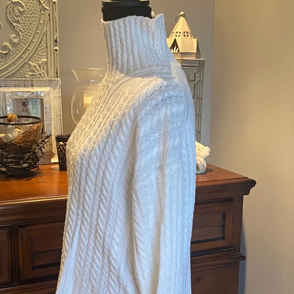 French Connection Ivory Cable Knit Turtleneck Sweater - Picture 3 of 6